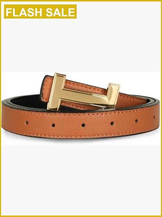 Elegant Fashion Belt with Gold Buckle, Soft Leather, Adjustable Fit main image 7